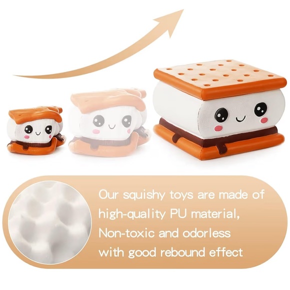 S'mores Squishy Toy - Marshmallow Scented Sensory Toy - Picture 3 of 4